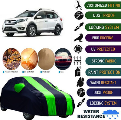 MotohunK Car Cover For Honda BRV (With Mirror Pockets)(Black, Green)