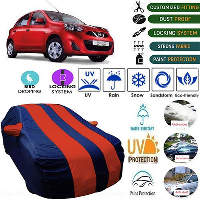 MotohunK Car Cover For Nissan Micra Active (With Mirror Pockets)(Maroon, Blue)