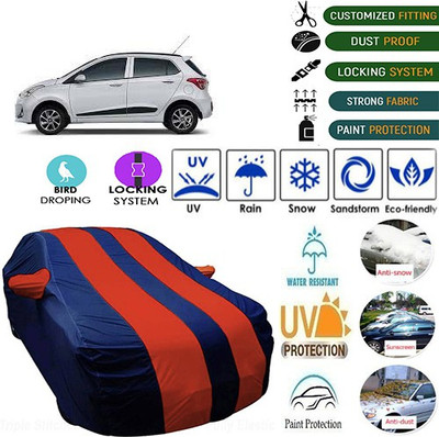 MotohunK Car Cover For Hyundai Grand i10 (With Mirror Pockets)(Maroon, Blue)