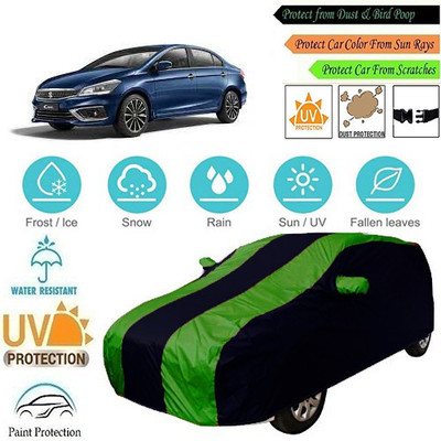MotohunK Car Cover For Maruti Suzuki Ciaz (With Mirror Pockets)(Green, Black)