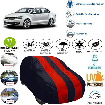 MotohunK Car Cover For Volkswagen Vento (Without Mirror Pockets)(Red, Black)