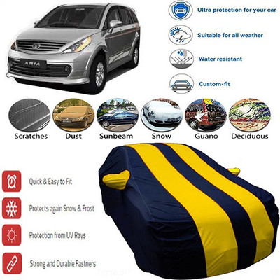 MotohunK Car Cover For Tata Aria (With Mirror Pockets)(Yellow, Black)