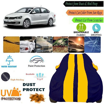MotohunK Car Cover For Volkswagen Vento (With Mirror Pockets)(Yellow, Blue)