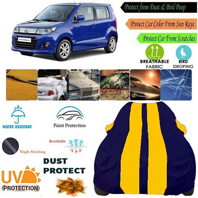 MotohunK Car Cover For Maruti Suzuki WagonR Stingray (With Mirror Pockets)(Yellow, Blue)
