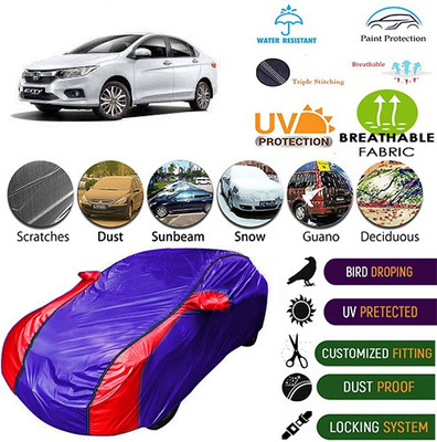 MotohunK Car Cover For Honda City ZX (With Mirror Pockets)(Blue, Red)
