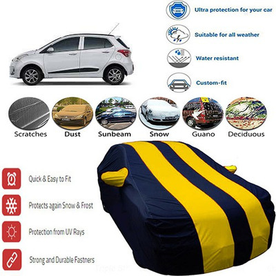 MotohunK Car Cover For Hyundai Grand i10 (With Mirror Pockets)(Yellow, Black)