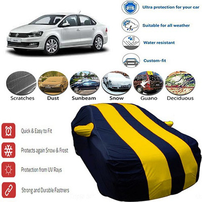 MotohunK Car Cover For Volkswagen Vento (With Mirror Pockets)(Yellow, Black)