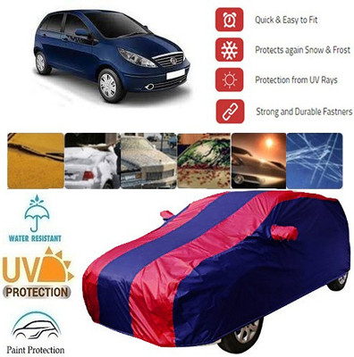 MotohunK Car Cover For Tata Indica Vista (With Mirror Pockets)(Red, Blue)