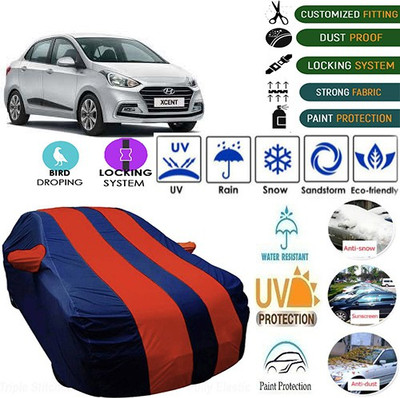 MotohunK Car Cover For Hyundai Xcent (With Mirror Pockets)(Maroon, Blue)