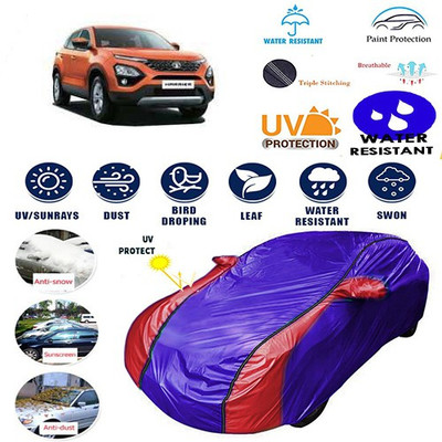 MotohunK Car Cover For Tata Harrier (With Mirror Pockets)(Maroon, Blue)