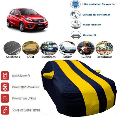 MotohunK Car Cover For Honda Brio (With Mirror Pockets)(Yellow, Black)