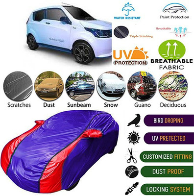 MotohunK Car Cover For Mahindra e2o (With Mirror Pockets)(Blue, Red)