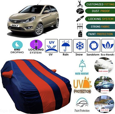 MotohunK Car Cover For Tata Bolt (With Mirror Pockets)(Maroon, Blue)
