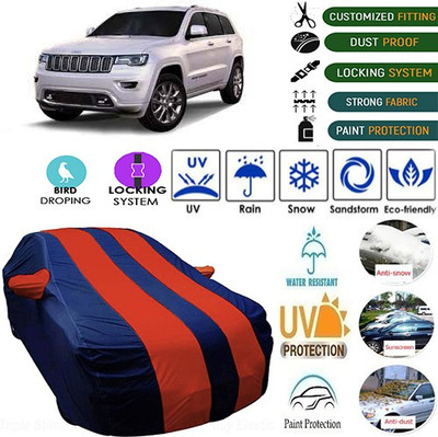 MotohunK Car Cover For Mahindra Jeep (With Mirror Pockets)(Maroon, Blue)