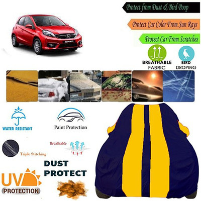 MotohunK Car Cover For Honda Brio (With Mirror Pockets)(Yellow, Blue)