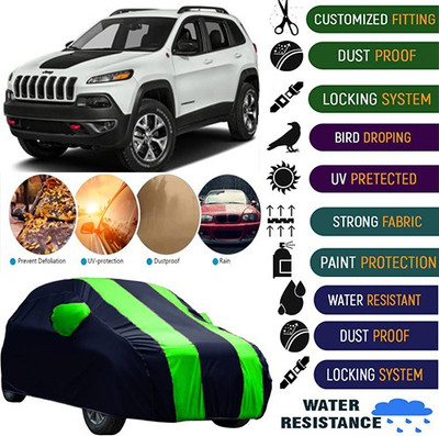 MotohunK Car Cover For Jeep Compass (With Mirror Pockets)(Black, Green)