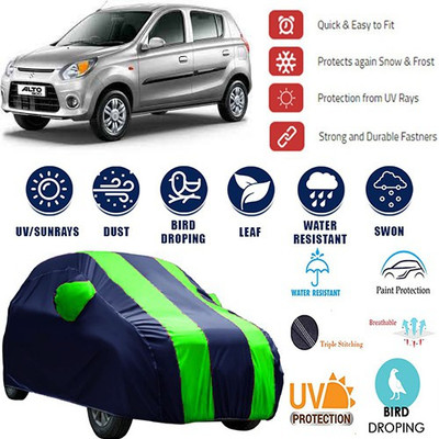 MotohunK Car Cover For Maruti Suzuki Alto 800 (With Mirror Pockets)(Blue, Green)