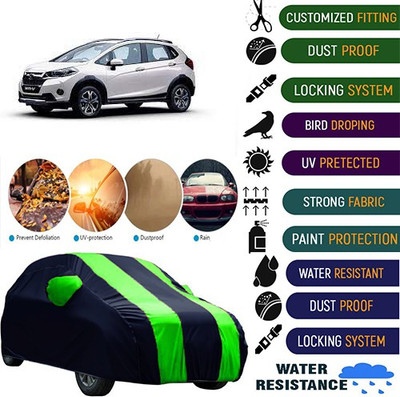 MotohunK Car Cover For Honda WRV (With Mirror Pockets)(Black, Green)