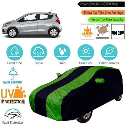 MotohunK Car Cover For Chevrolet Spark (With Mirror Pockets)(Green, Black)