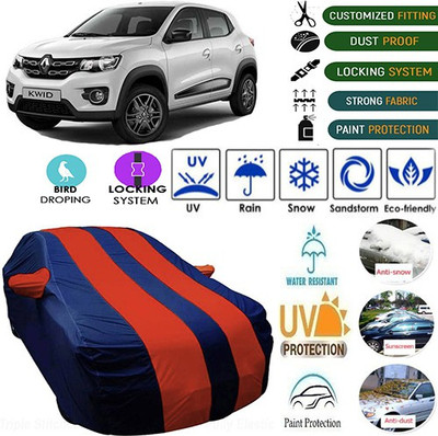 MotohunK Car Cover For Renault Kwid (With Mirror Pockets)(Maroon, Blue)