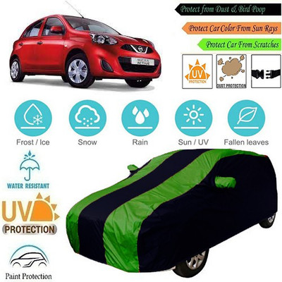 MotohunK Car Cover For Nissan Micra Active (With Mirror Pockets)(Green, Black)