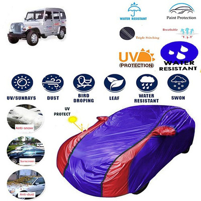 MotohunK Car Cover For Mahindra Marshal (With Mirror Pockets)(Maroon, Blue)