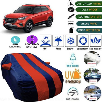 MotohunK Car Cover For Jeep Compass (With Mirror Pockets)(Maroon, Blue)