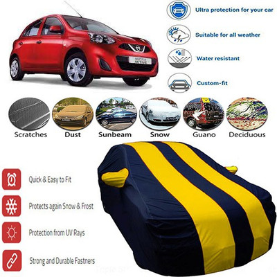 MotohunK Car Cover For Nissan Micra Active (With Mirror Pockets)(Yellow, Black)