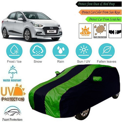 MotohunK Car Cover For Hyundai Xcent (With Mirror Pockets)(Green, Black)