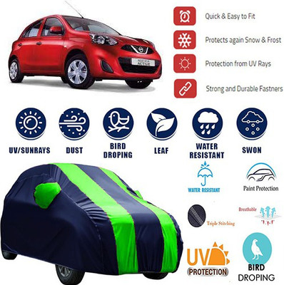 MotohunK Car Cover For Nissan Micra Active (With Mirror Pockets)(Blue, Green)