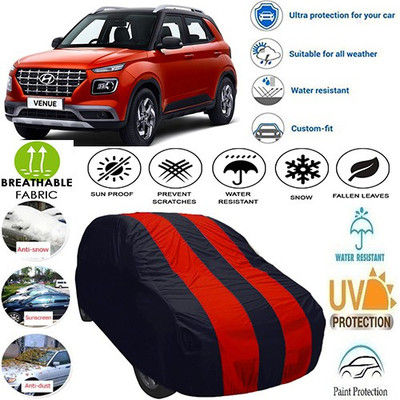 MotohunK Car Cover For Hyundai Venue (Without Mirror Pockets)(Red, Black)