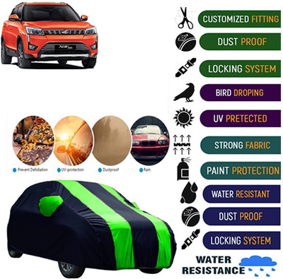 MotohunK Car Cover For Mahindra XUV 300 (With Mirror Pockets)(Black, Green)