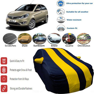 MotohunK Car Cover For Tata Bolt (With Mirror Pockets)(Yellow, Black)