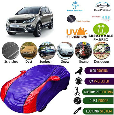MotohunK Car Cover For Tata Hexa (With Mirror Pockets)(Blue, Red)