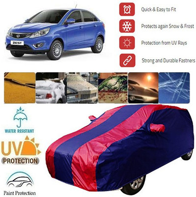 MotohunK Car Cover For Tata Zest (With Mirror Pockets)(Red, Blue)