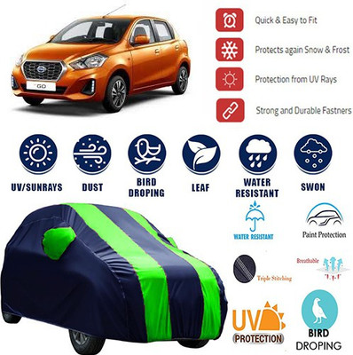 MotohunK Car Cover For Datsun Go (With Mirror Pockets)(Blue, Green)