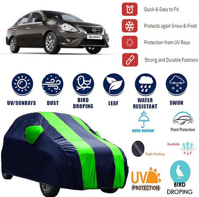 MotohunK Car Cover For Nissan Sunny (With Mirror Pockets)(Blue, Green)