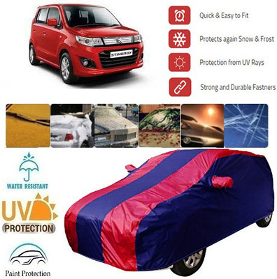 MotohunK Car Cover For Maruti Suzuki WagonR (With Mirror Pockets)(Red, Blue)