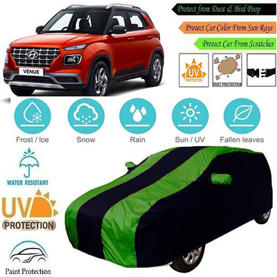 MotohunK Car Cover For Hyundai Venue (With Mirror Pockets)(Green, Black)