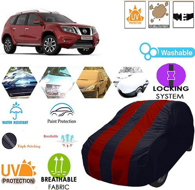 MotohunK Car Cover For Nissan Terrano (With Mirror Pockets)(Maroon, Black)