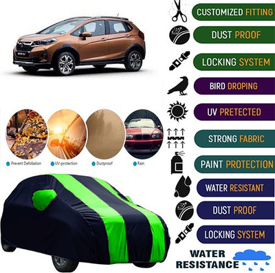 MotohunK Car Cover For Honda WR-V (With Mirror Pockets)(Black, Green)