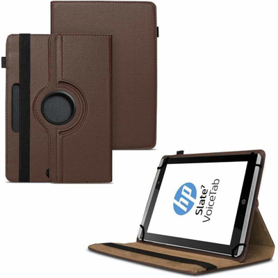 TGK Flip Cover for HP Slate 7 VoiceTab Tablet (WiFi, 3G, Voice Calling) 7 inch / Rotating Stand Case(Brown, Cases with Holder)