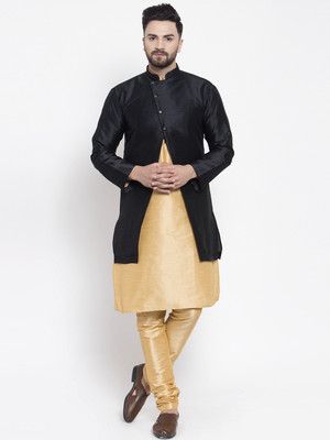 SAIFOO Men Kurta Pyjama Ethnic Jacket Set