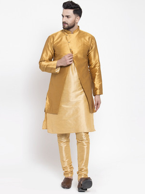 SAIFOO Men Kurta Pyjama Ethnic Jacket Set