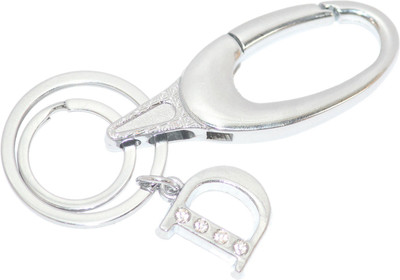 Aura Imported Diamond Studded Initial Letter D Alphabet D Key Ring Hook Key Chain