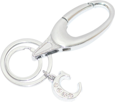 Aura Imported Diamond Studded Initial Letter C Alphabet C Key Ring Hook Key Chain