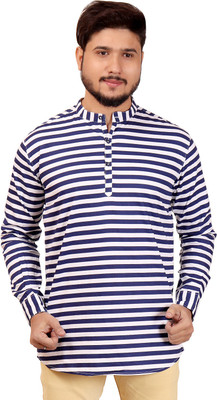 MOHINI CREATION Men Self Design Straight Kurta(Blue)