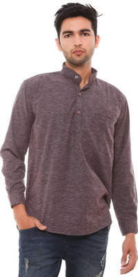 Twist99 Men Self Design Straight Kurta(Brown)