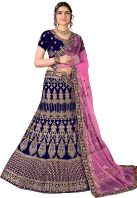 Shadow & Saining Embroidered Semi Stitched Lehenga Choli(Multicolor)