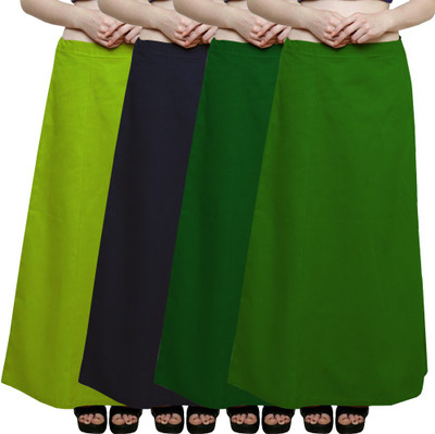 GEBISA Solid pattern (pack of-4)parrot::navy::bottle::c green Cotton Blend Petticoat(XL)